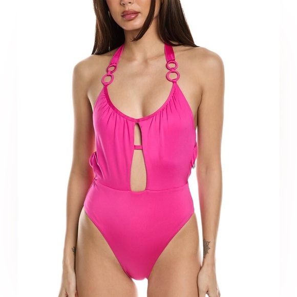 Trina Turk Women's Standard Monaco Halter Swimsuit-Bathing Suits, Rose Pink- 6 - Picture 1 of 5